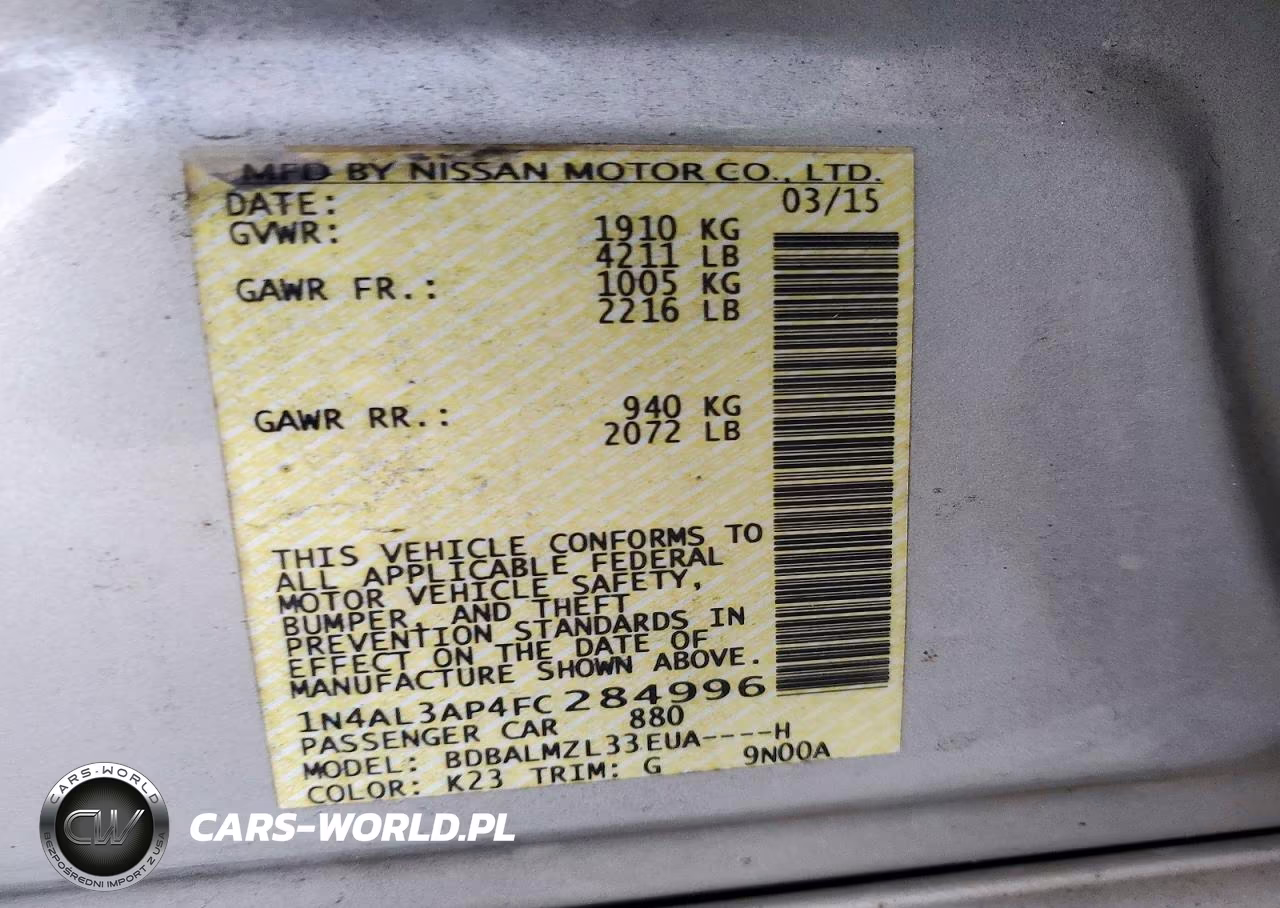 2015 Nissan Altima 2.5 Sv VIN:1N4AL3AP4FC284996 - 12