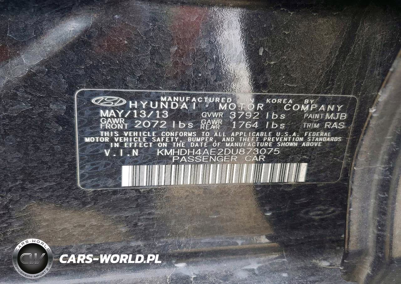 2013 Hyundai Elantra Gls VIN:KMHDH4AE2DU873075 - 12