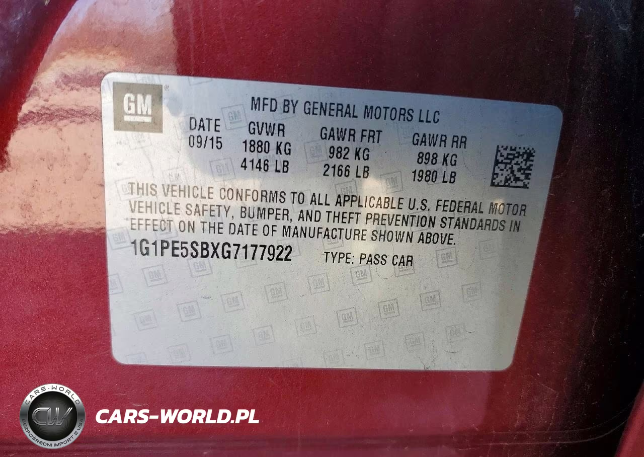 2016 Chevrolet Cruze VIN:1G1PE5SBXG7177922 - 12