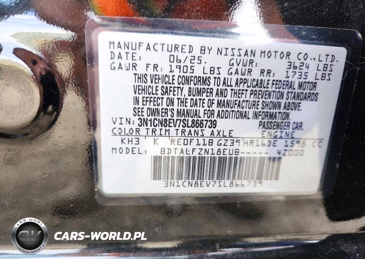 2025 Nissan Versa Sv VIN:3N1CN8EV7SL866739 - 13
