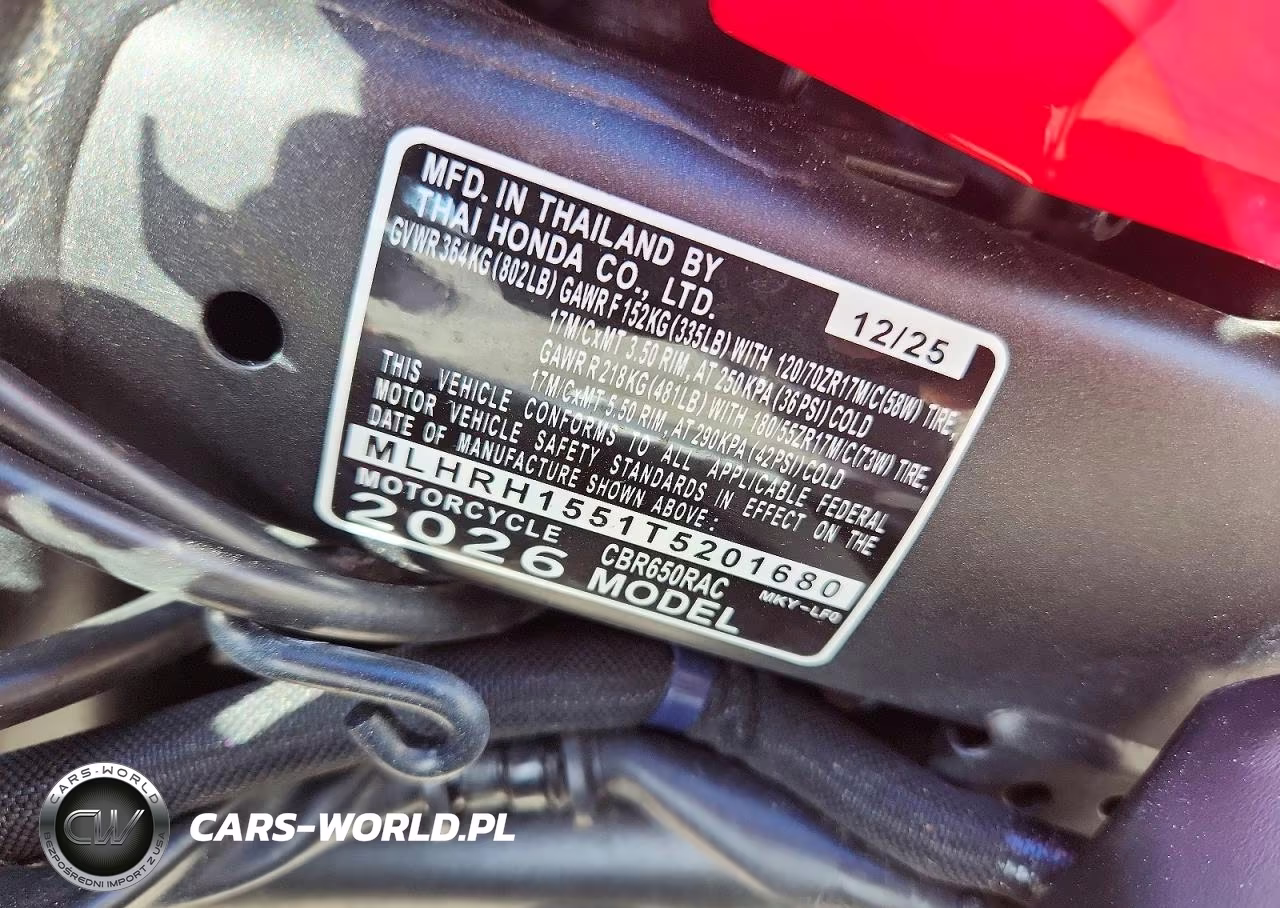 2026 Honda Cbr650 R VIN:MLHRH1551T5201680 - 9