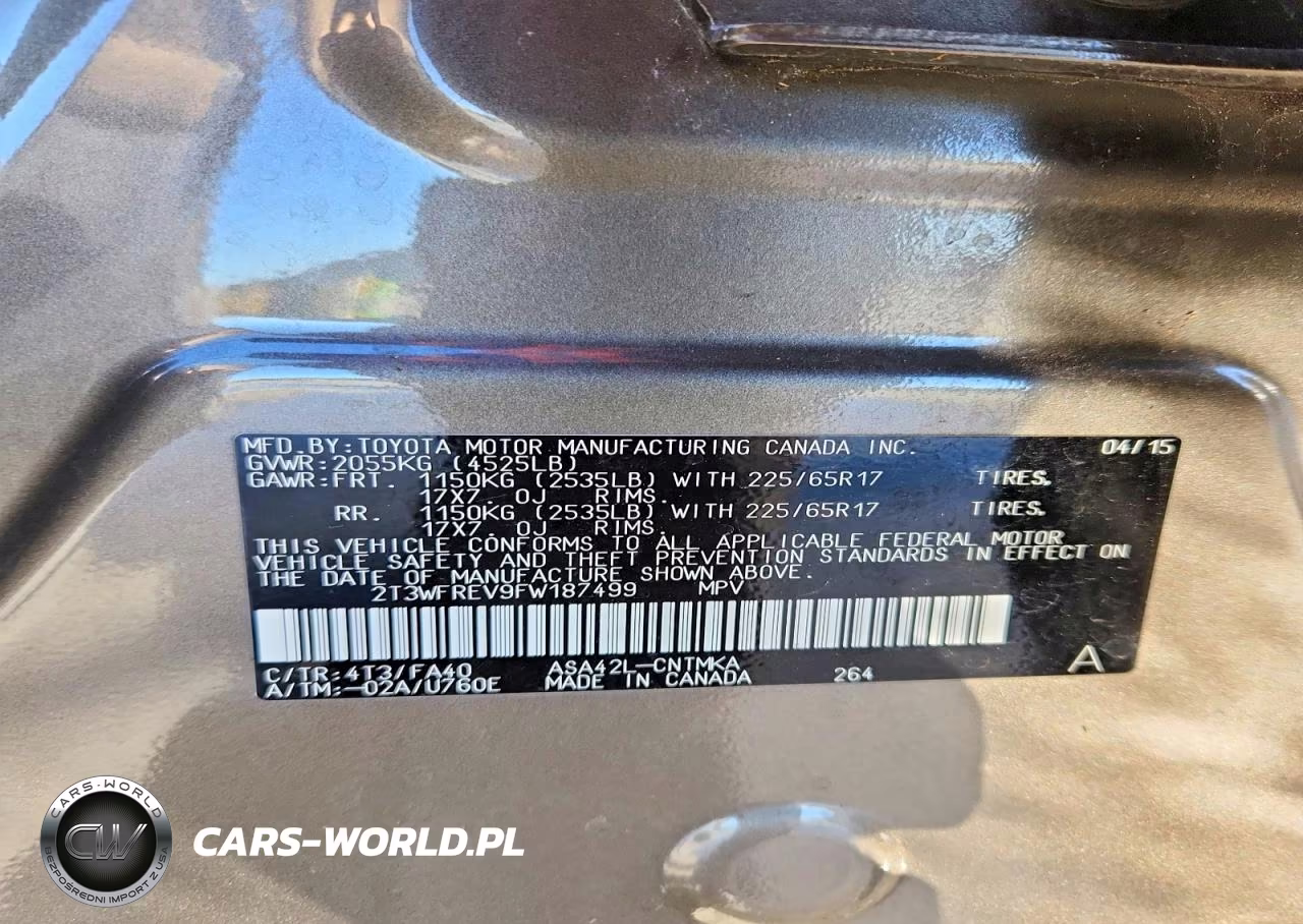 2015 Toyota Rav4 Xle VIN:2T3WFREV9FW187499 - 13