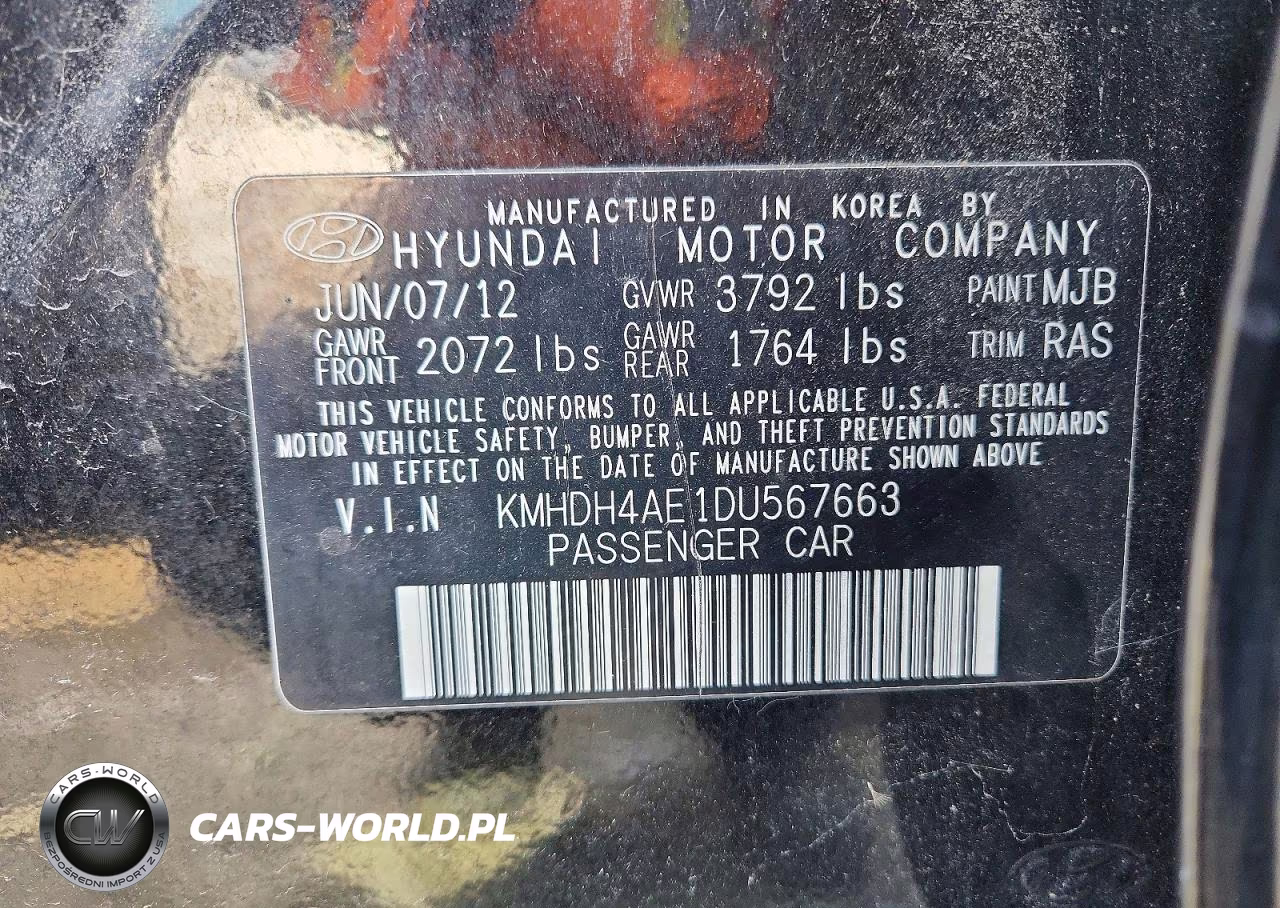 2013 Hyundai Elantra Gls VIN:KMHDH4AE1DU567663 - 12