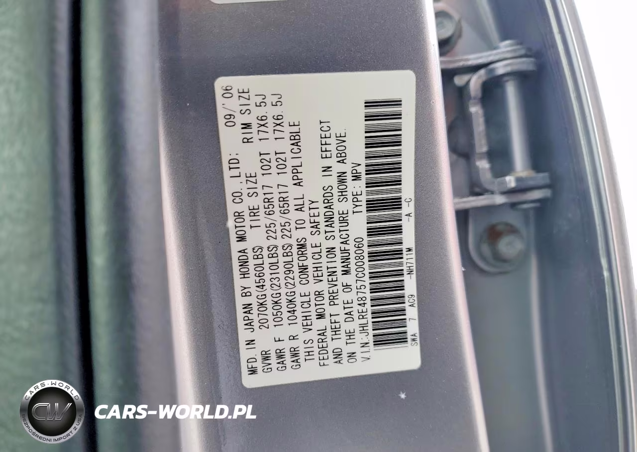 2007 Honda Cr-V Exl VIN:JHLRE48757C008060 - 13