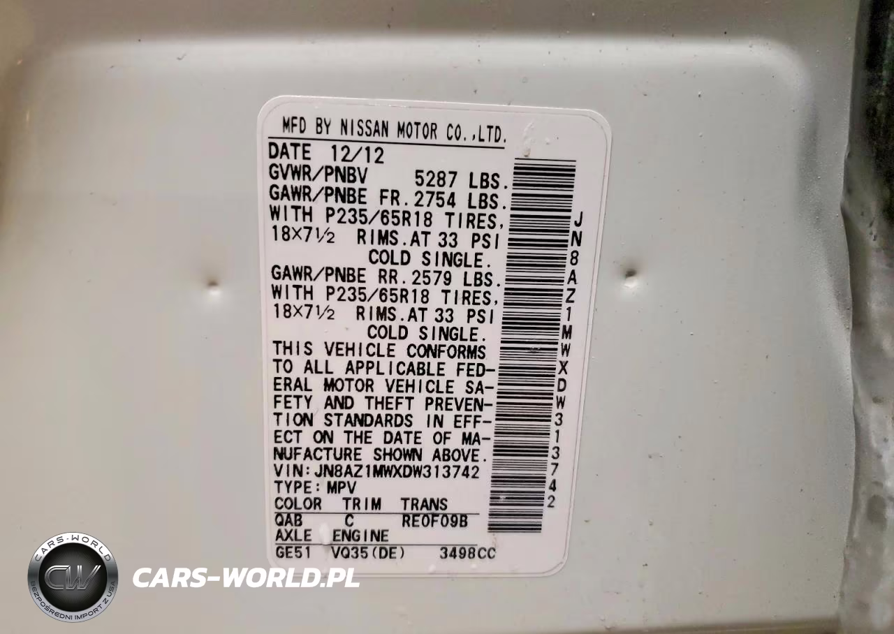 2013 Nissan Murano S VIN:JN8AZ1MWXDW313742 - 13