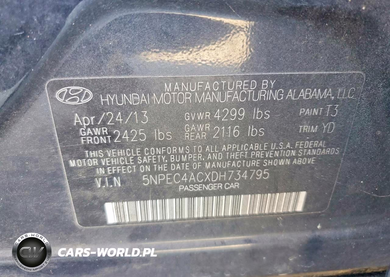 2013 Hyundai Sonata Se VIN:5NPEC4ACXDH734795 - 13