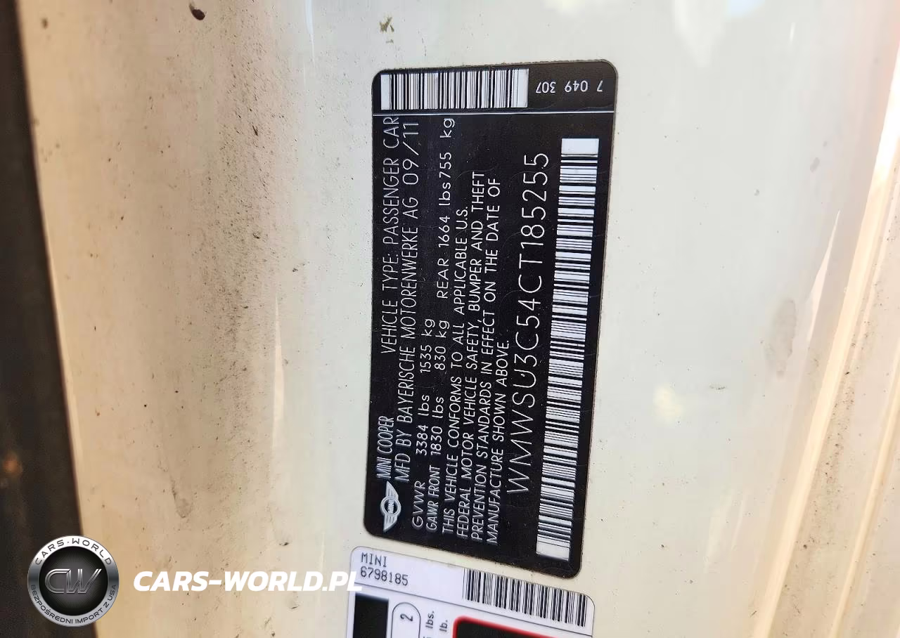 2012 Mini Cooper VIN:WMWSU3C54CT185255 - 12