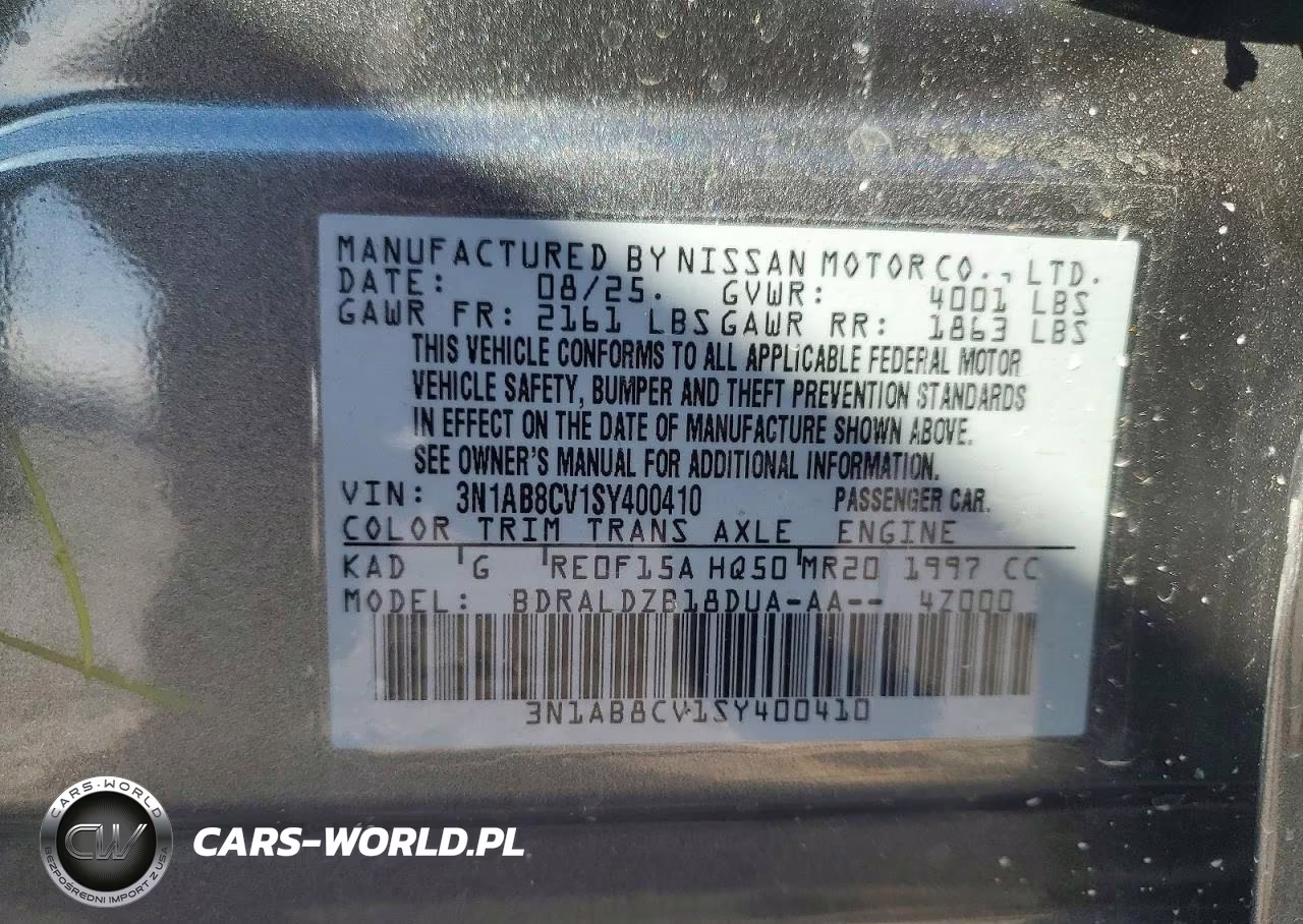 2025 Nissan Sentra Sv VIN:3N1AB8CV1SY400410 - 12