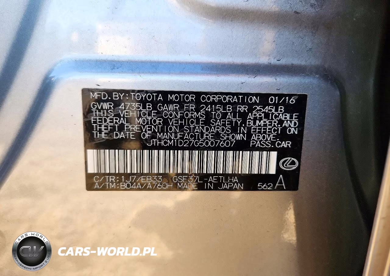 2016 Lexus Is 300 VIN:JTHCM1D27G5007607 - 13