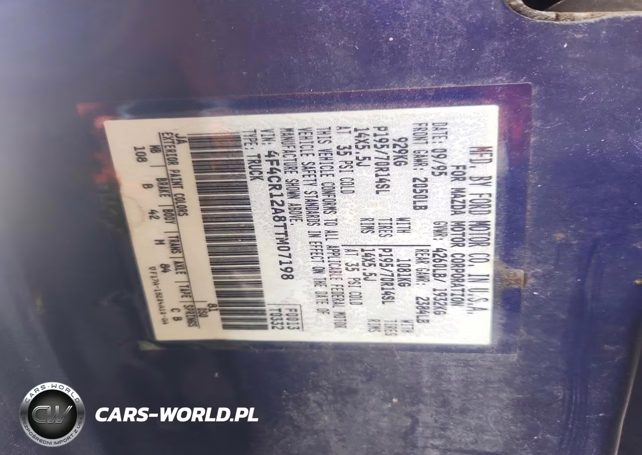1996 Mazda B2300 VIN:4F4CR12A8TTM07198 - 12