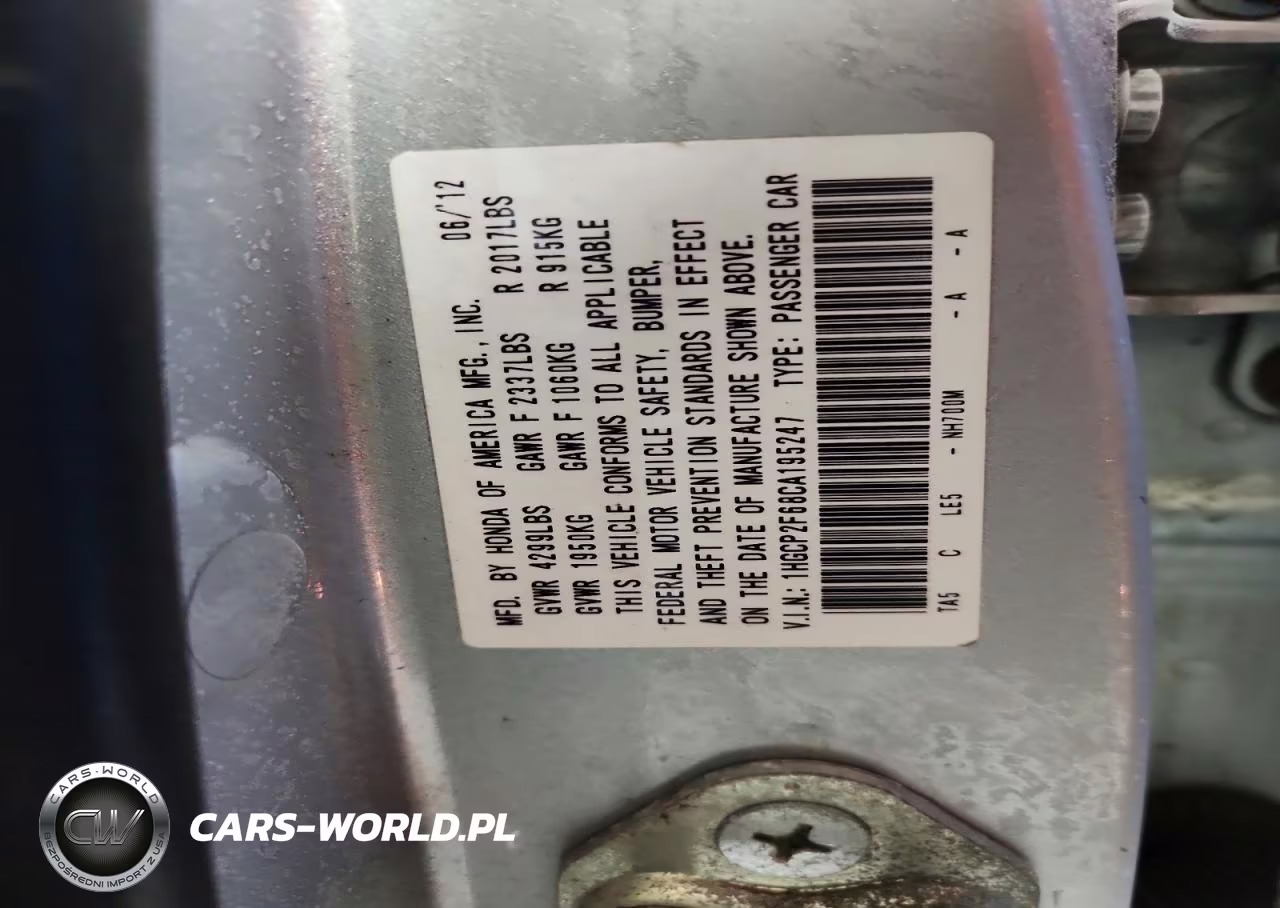 2012 Honda Accord Lx VIN:1HGCP2F68CA195247 - 12