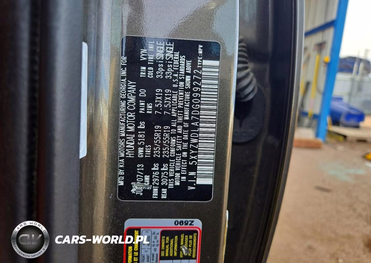 2013 Hyundai Santa Fe VIN:5XYZWDLA7DG099272 - 12