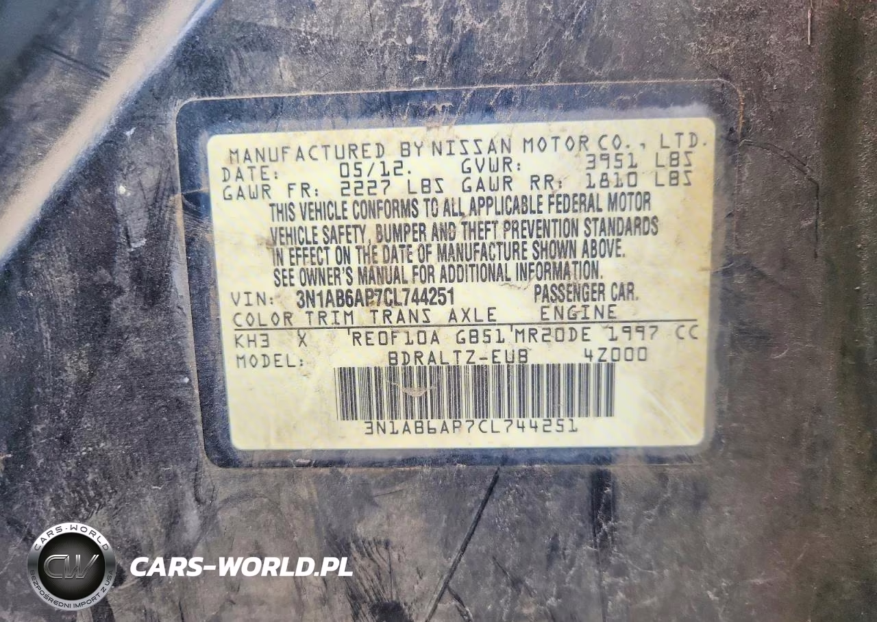 2012 Nissan Sentra 2.0 VIN:3N1AB6AP7CL744251 - 12