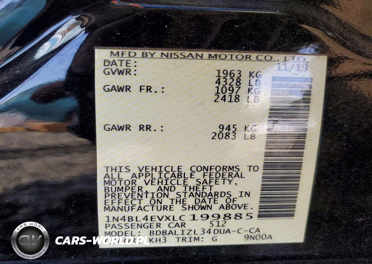 2020 Nissan Altima Sl VIN:1N4BL4EVXLC199885 - 13