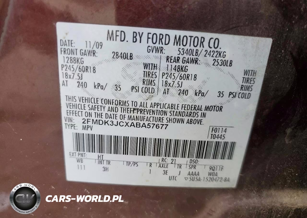 2010 Ford Edge Sel VIN:2FMDK3JCXABA57677 - 12