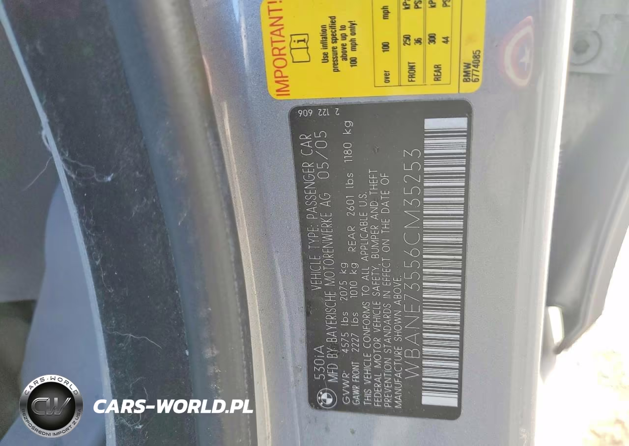 2006 BMW 530 I VIN:WBANE73556CM35253 - 12