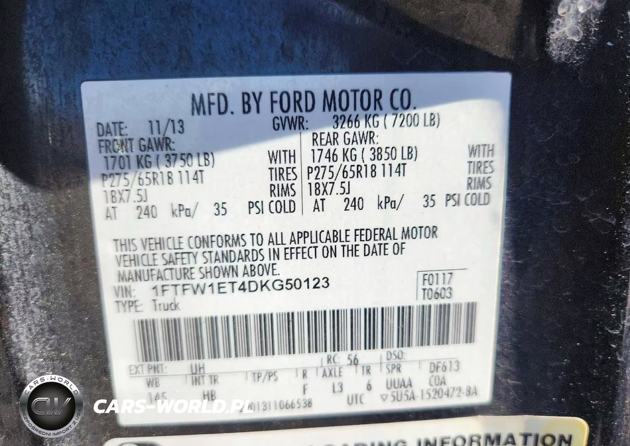 2013 Ford F150 Supercrew VIN:1FTFW1ET4DKG50123 - 12
