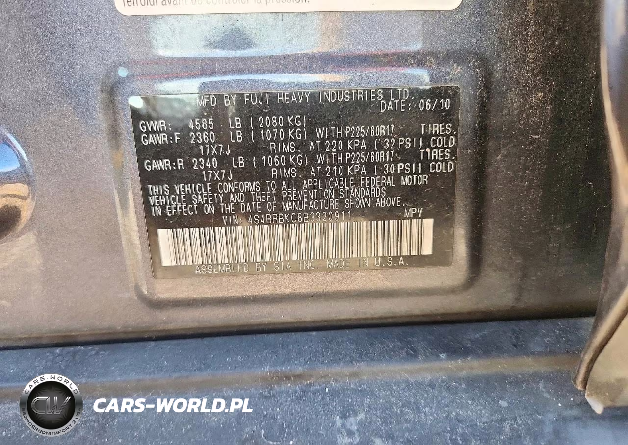 2011 Subaru Outback 2.5I Limited VIN:4S4BRBKC8B3320911 - 13