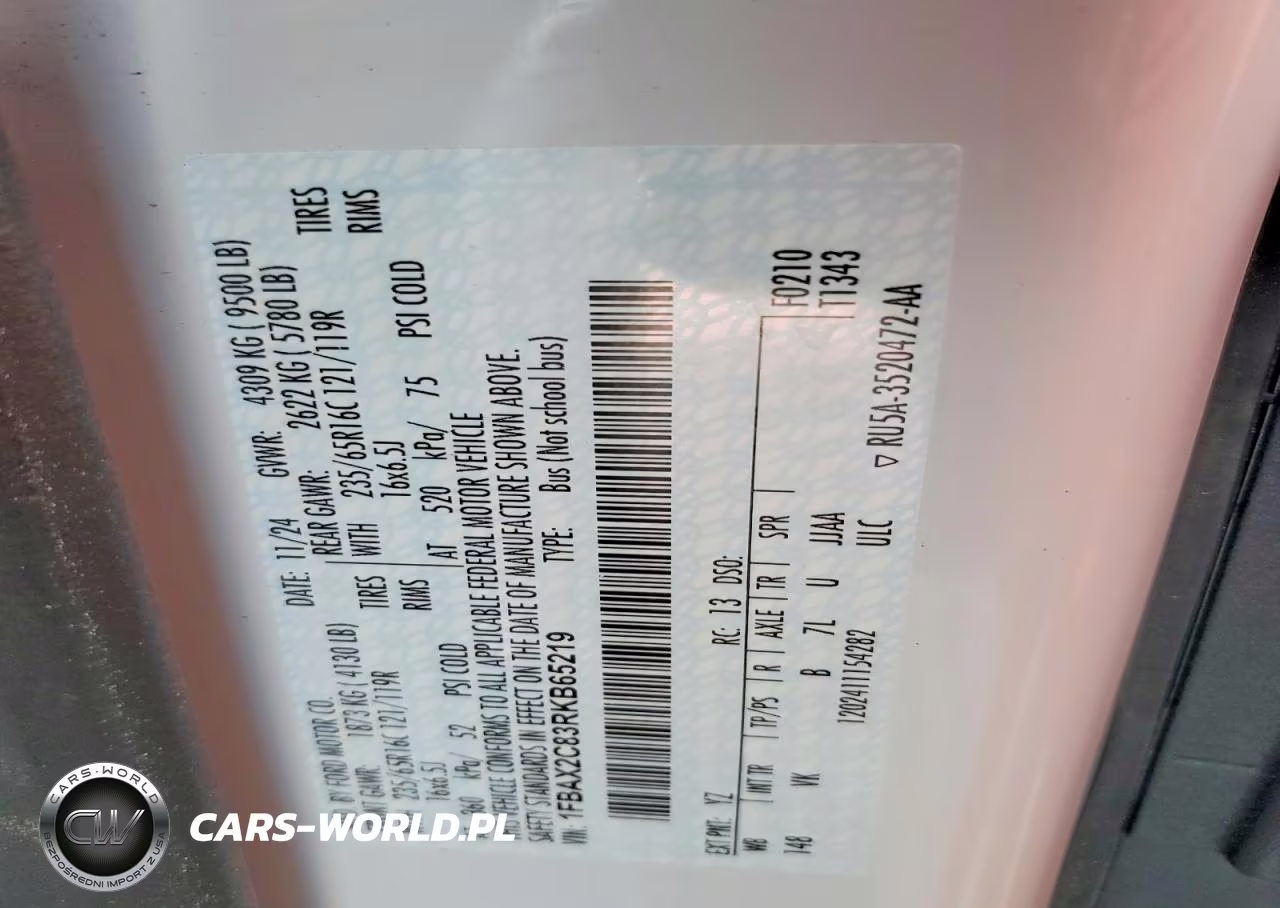2024 Ford Transit T-350 VIN:1FBAX2C83RKB65219 - 14