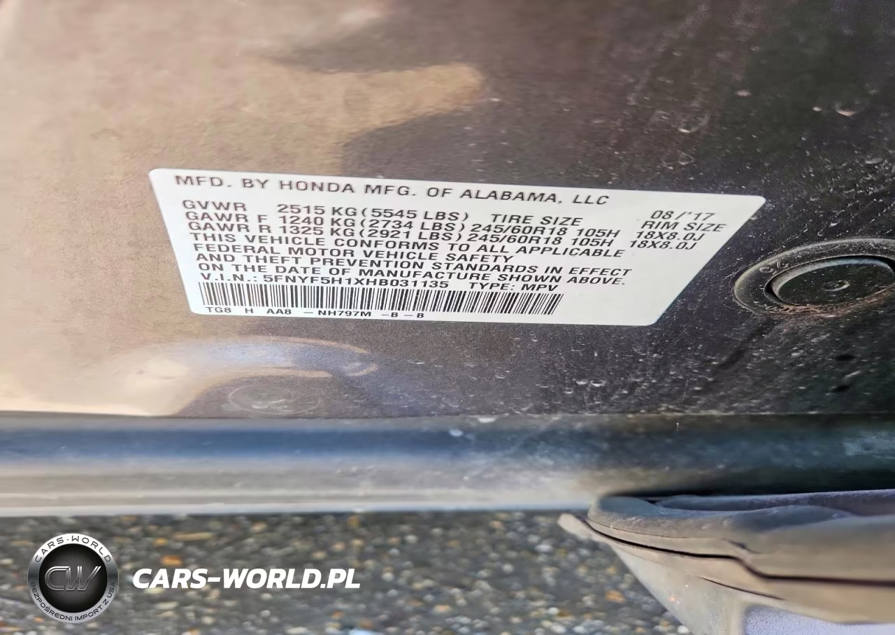 2017 Honda Pilot Lx VIN:5FNYF5H1XHB031135 - 13