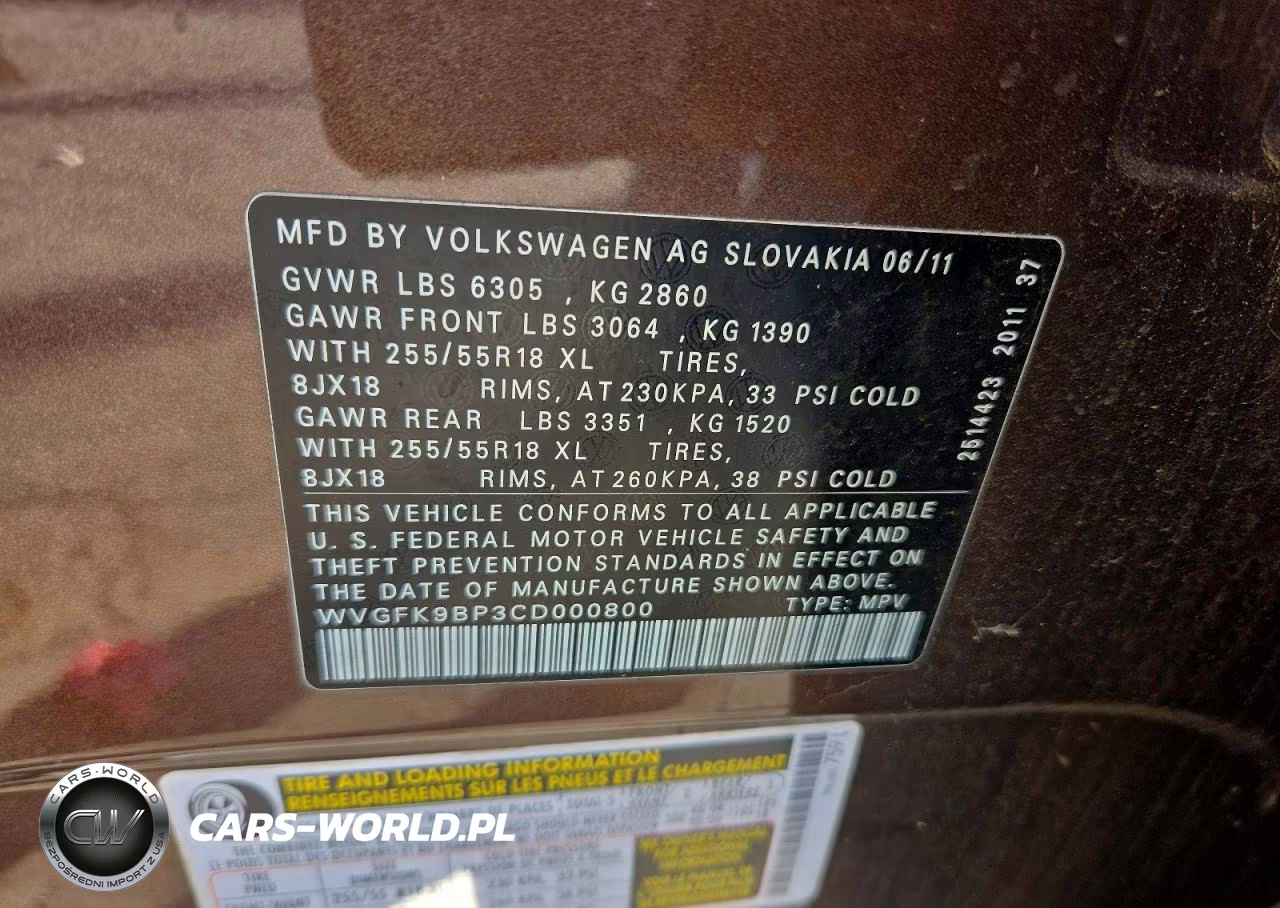 2012 Volkswagen Touareg V6 Tdi VIN:WVGFK9BP3CD000800 - 13