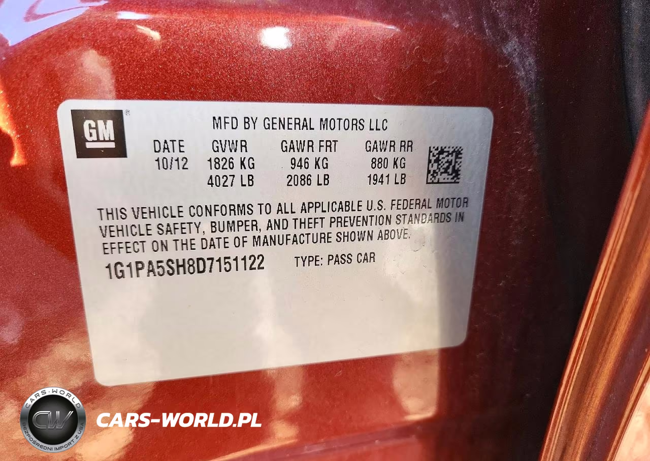2013 Chevrolet Cruze Ls VIN:1G1PA5SH8D7151122 - 12
