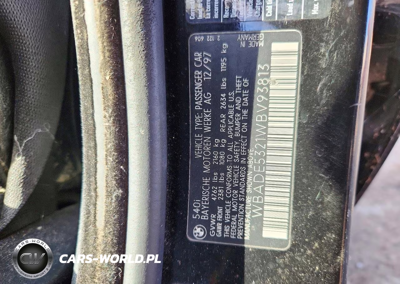 1998 BMW 540 I VIN:WBADE5321WBV93813 - 12