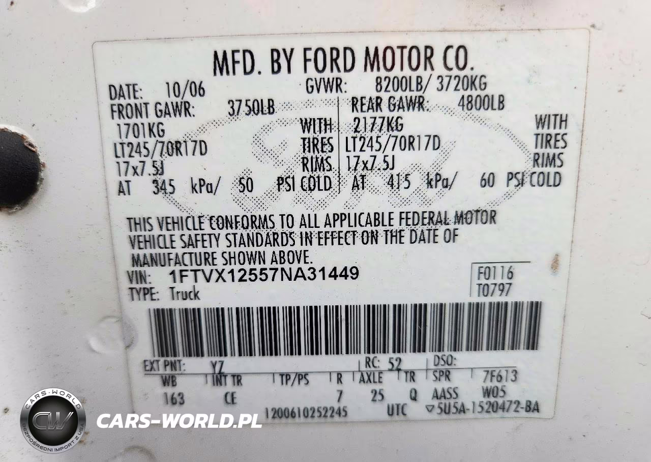 2007 Ford F150 VIN:1FTVX12557NA31449 - 12