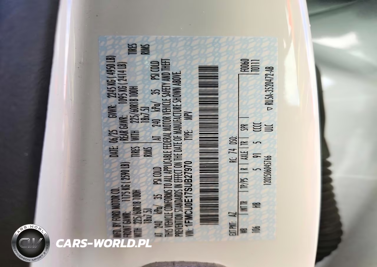 2025 Ford Escape VIN:1FMCU0E17SUB27970 - 13