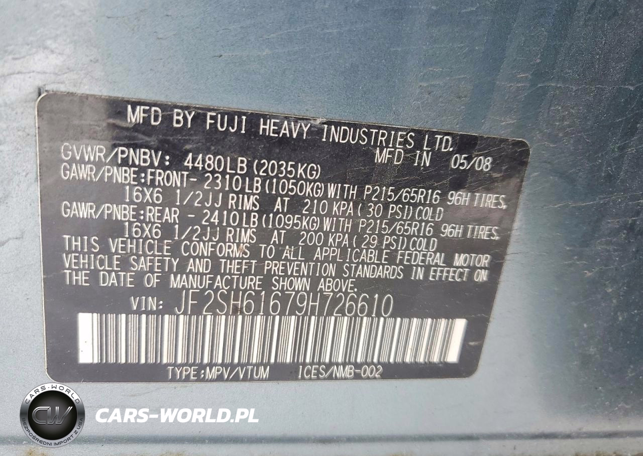 2009 Subaru Forester 2.5X VIN:JF2SH61679H726610 - 14