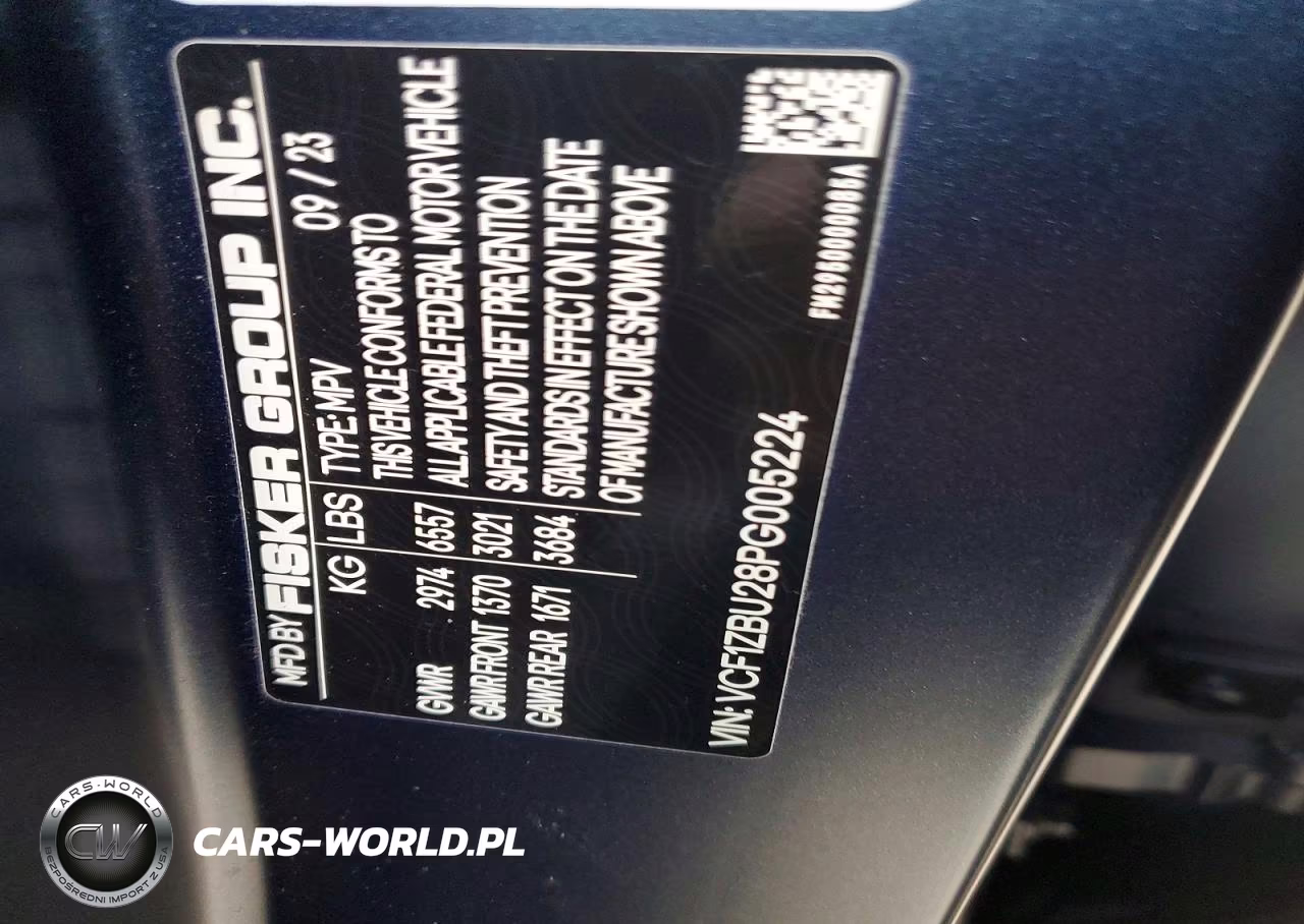 2023 Fisker Automotive Ocean VIN:VCF1ZBU28PG005224 - 13