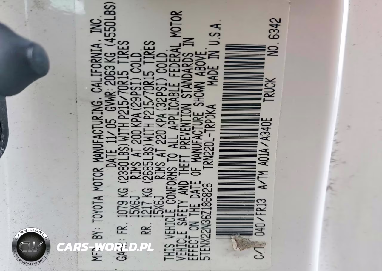 2006 Toyota Tacoma VIN:5TENX22N36Z186826 - 12
