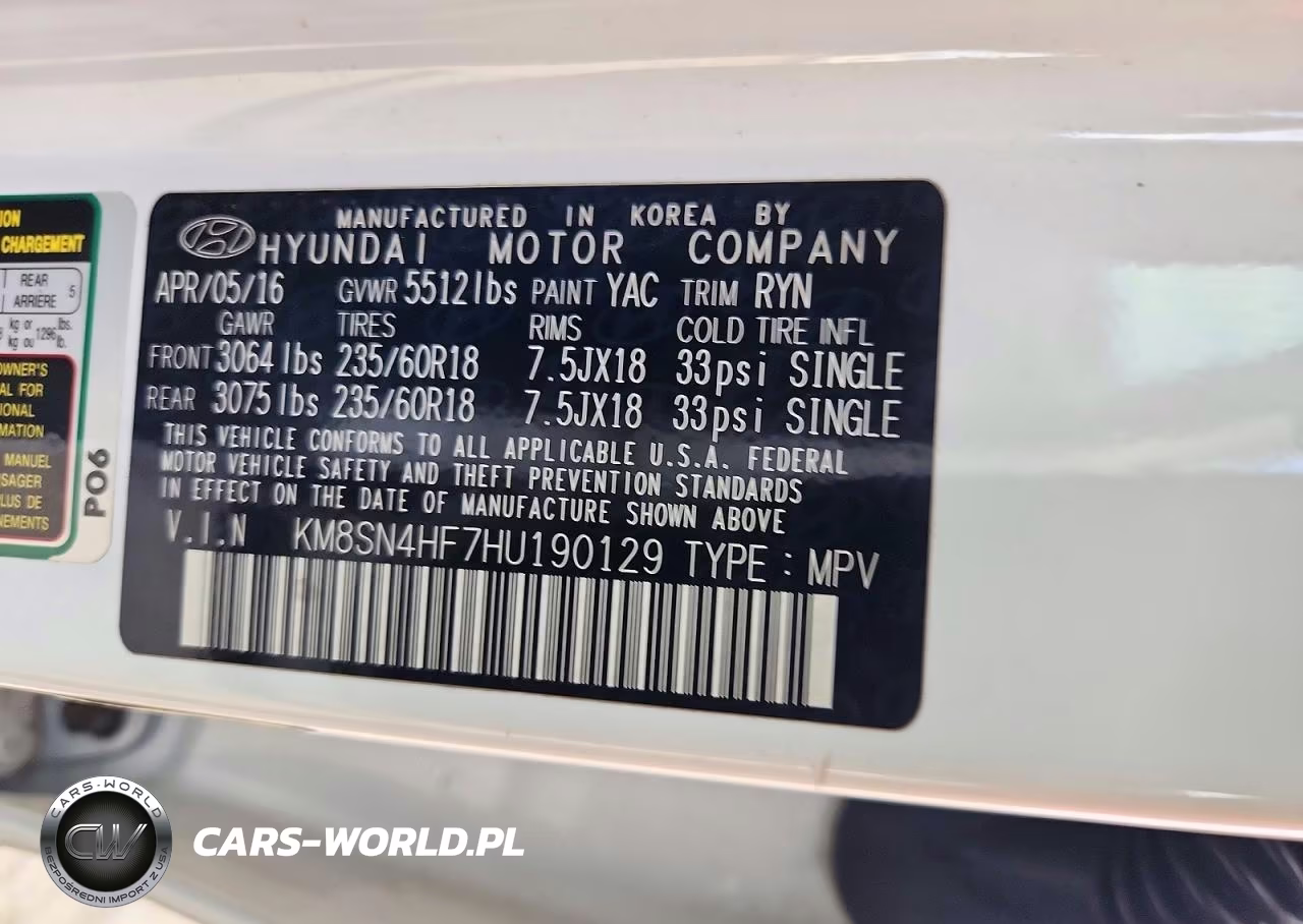 2017 Hyundai Santa Fe Se VIN:KM8SN4HF7HU190129 - 13