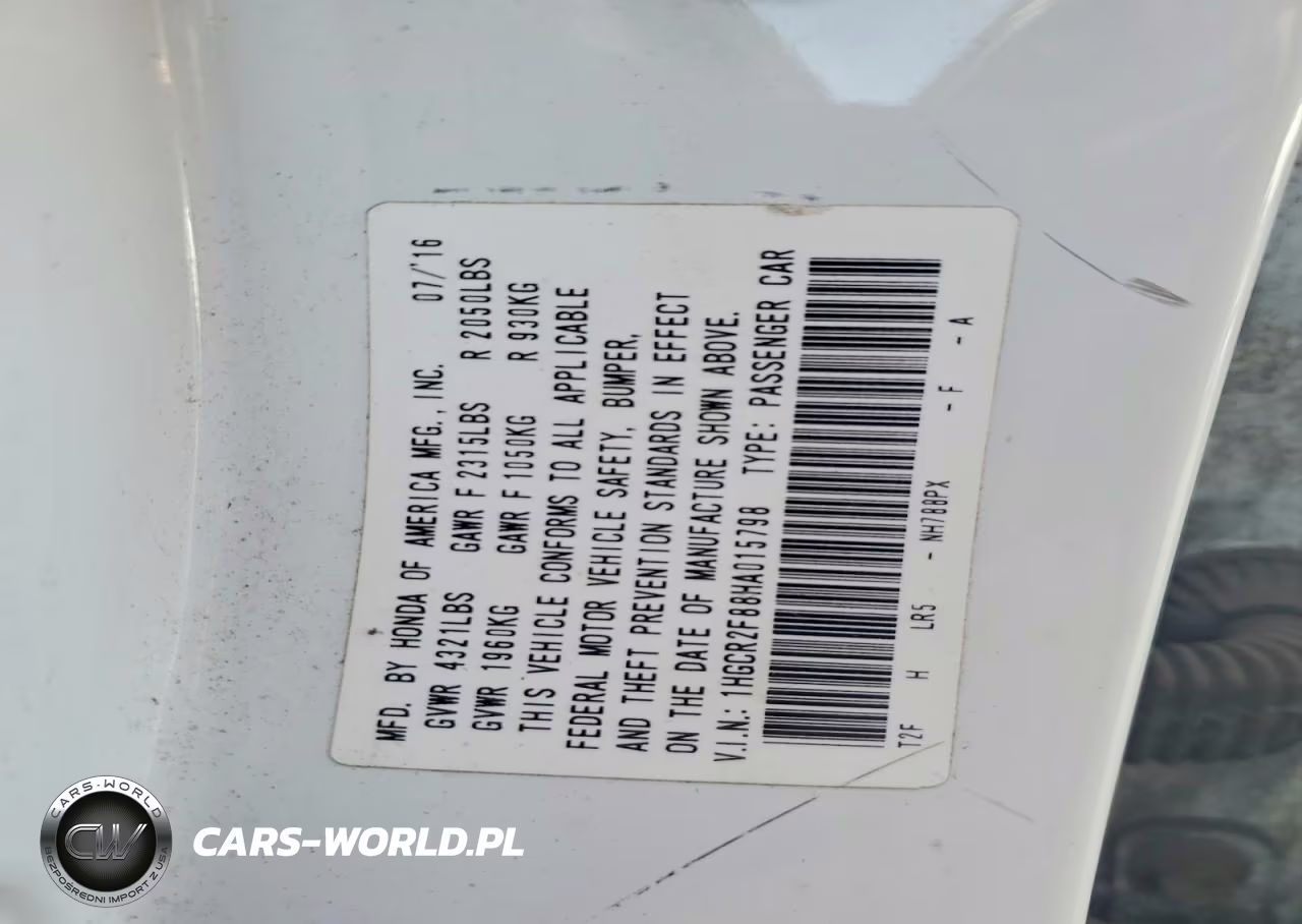 2017 Honda Accord Exl VIN:1HGCR2F88HA015798 - 12
