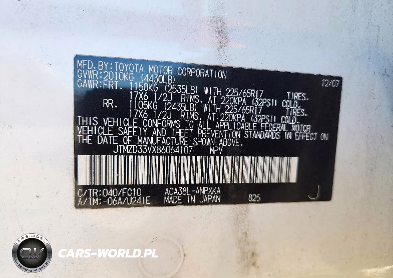 2008 Toyota Rav4 Base VIN:JTMZD33VX86064107 - 7
