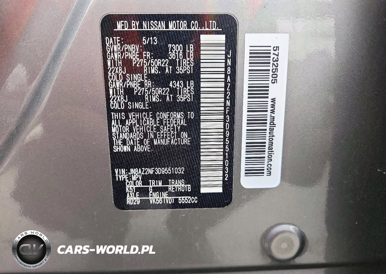 2013 Infiniti Qx56 Base VIN:JN8AZ2NF3D9551032 - 13