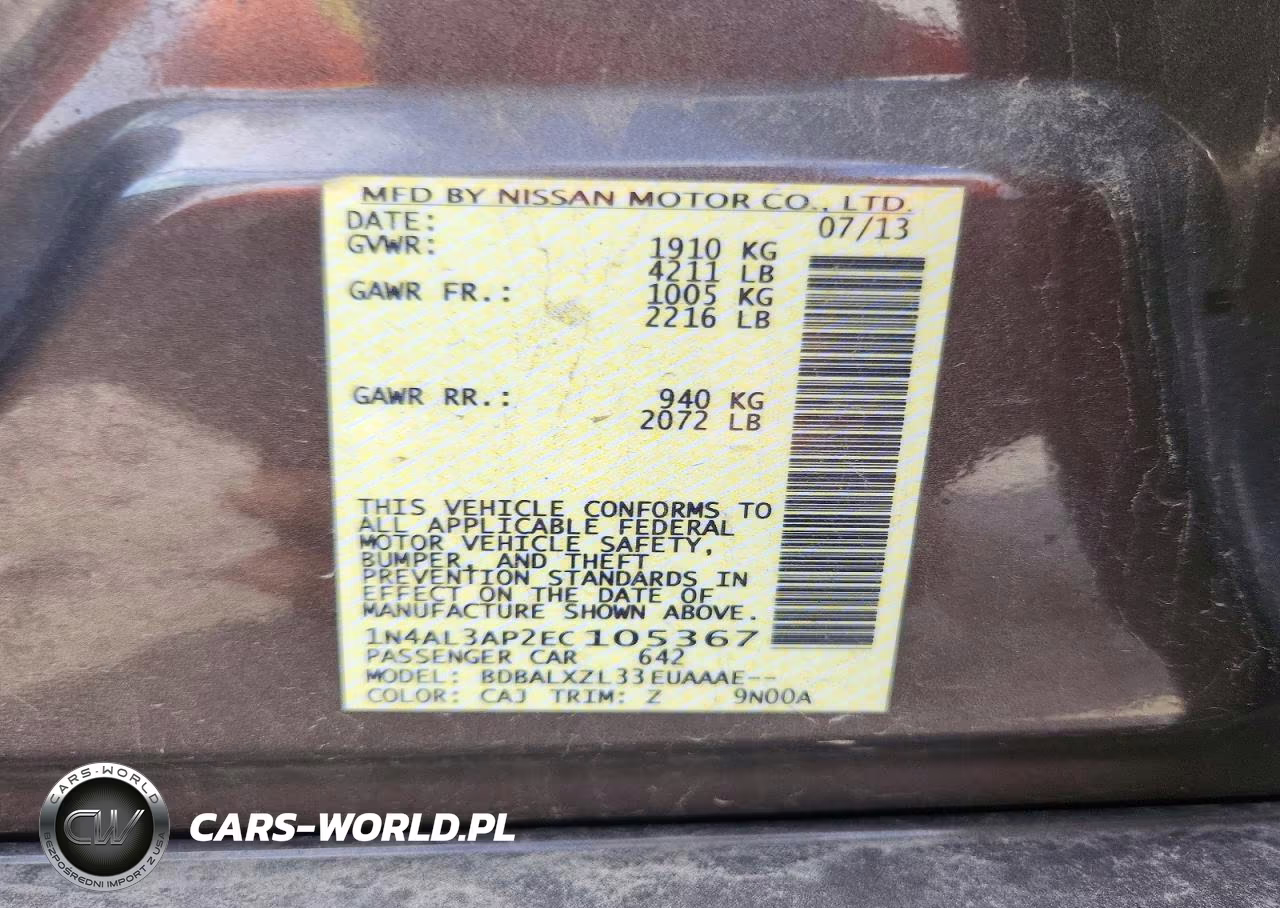 2014 Nissan Altima 2.5 Sl VIN:1N4AL3AP2EC105367 - 12