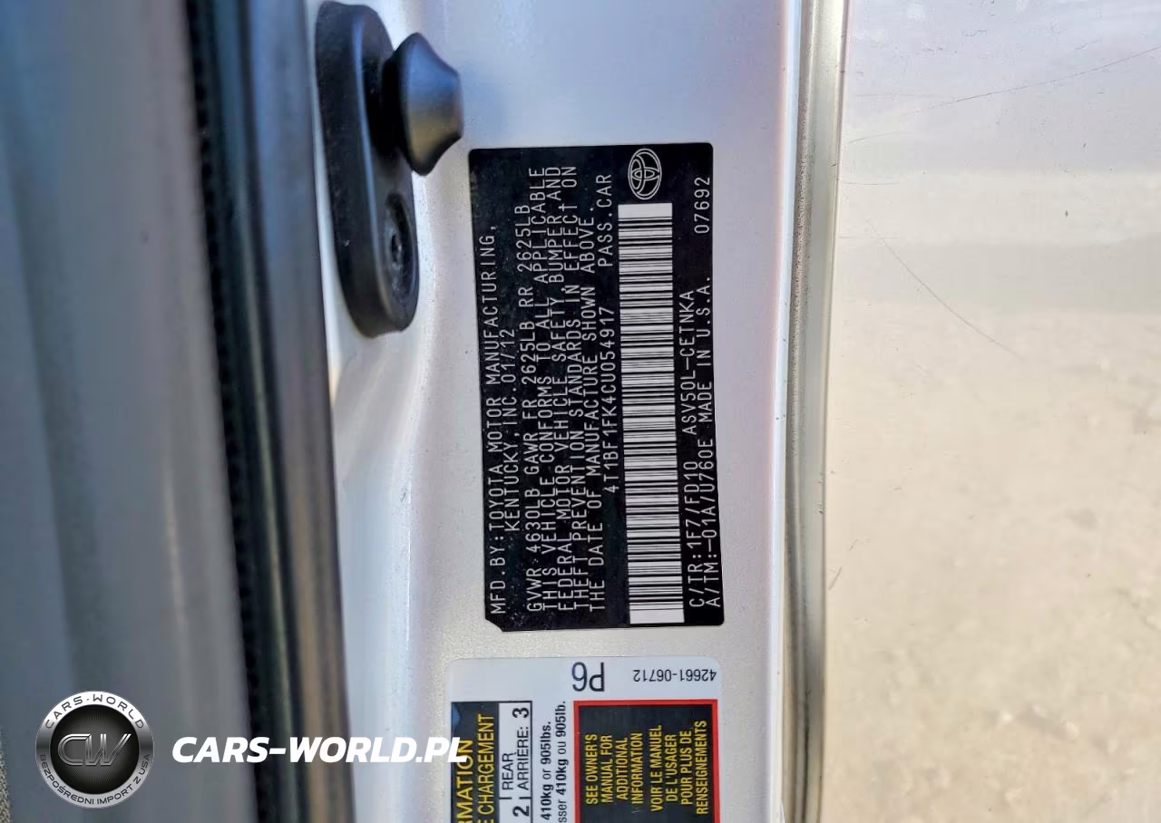 2012 Toyota Camry Base VIN:4T1BF1FK4CU054917 - 12