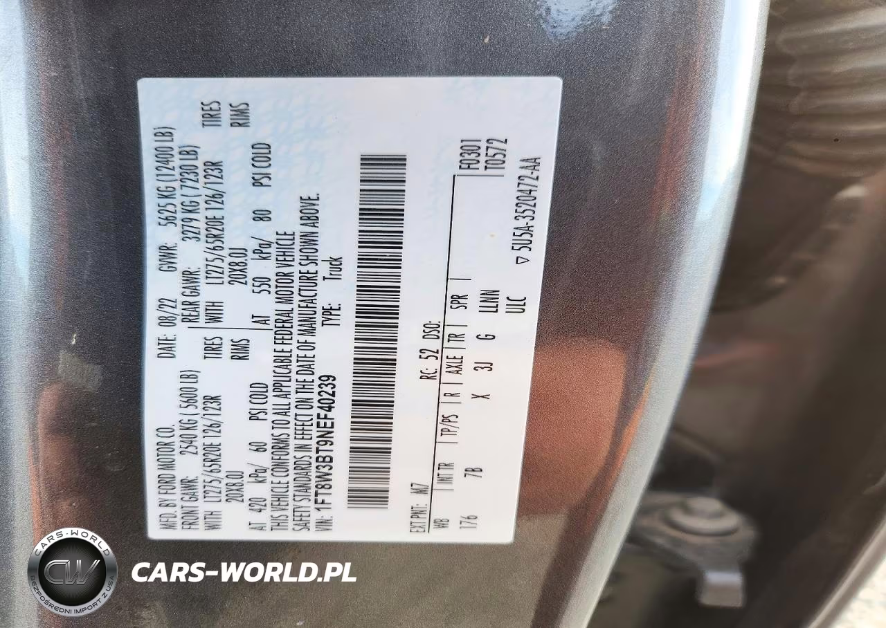 2022 Ford F350 Super Duty VIN:1FT8W3BT9NEF40239 - 12