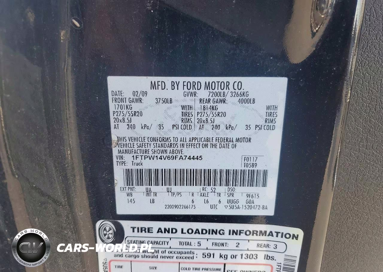 2009 Ford F150 Supercrew VIN:1FTPW14V69FA74445 - 12