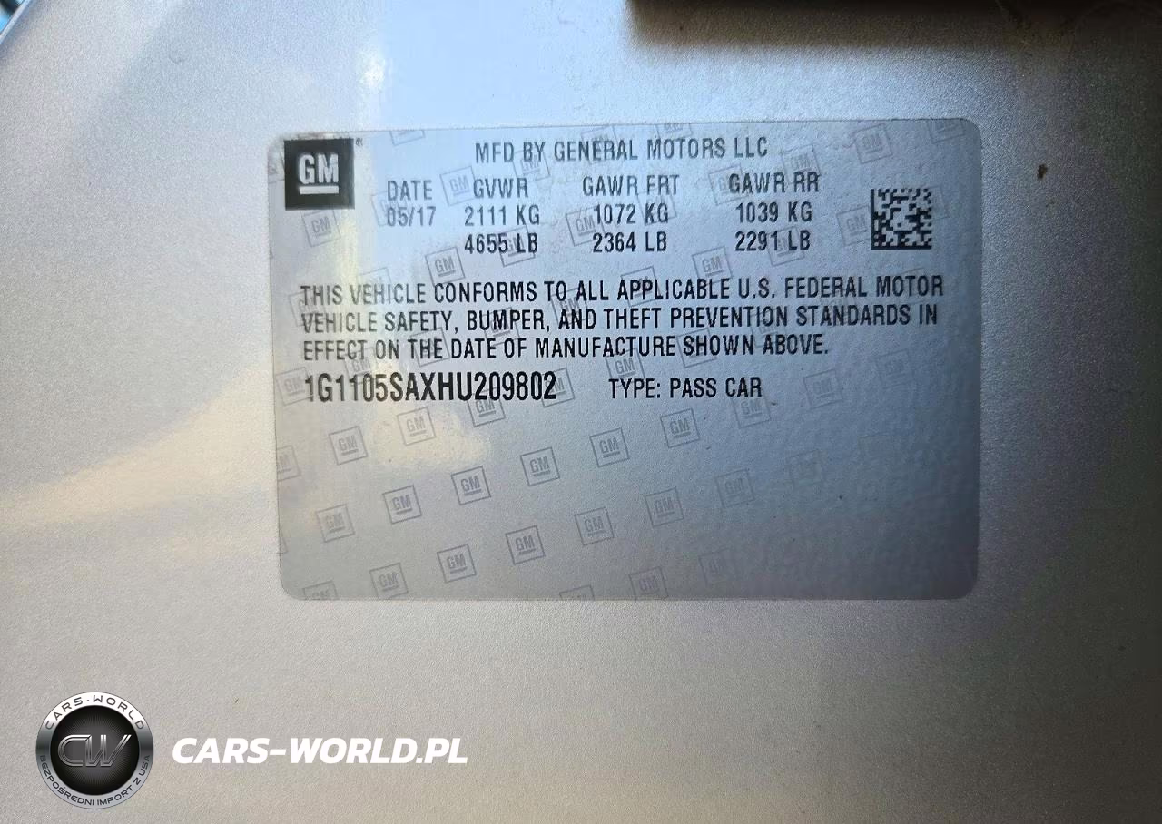 2017 Chevrolet Impala Lt VIN:1G1105SAXHU209802 - 12