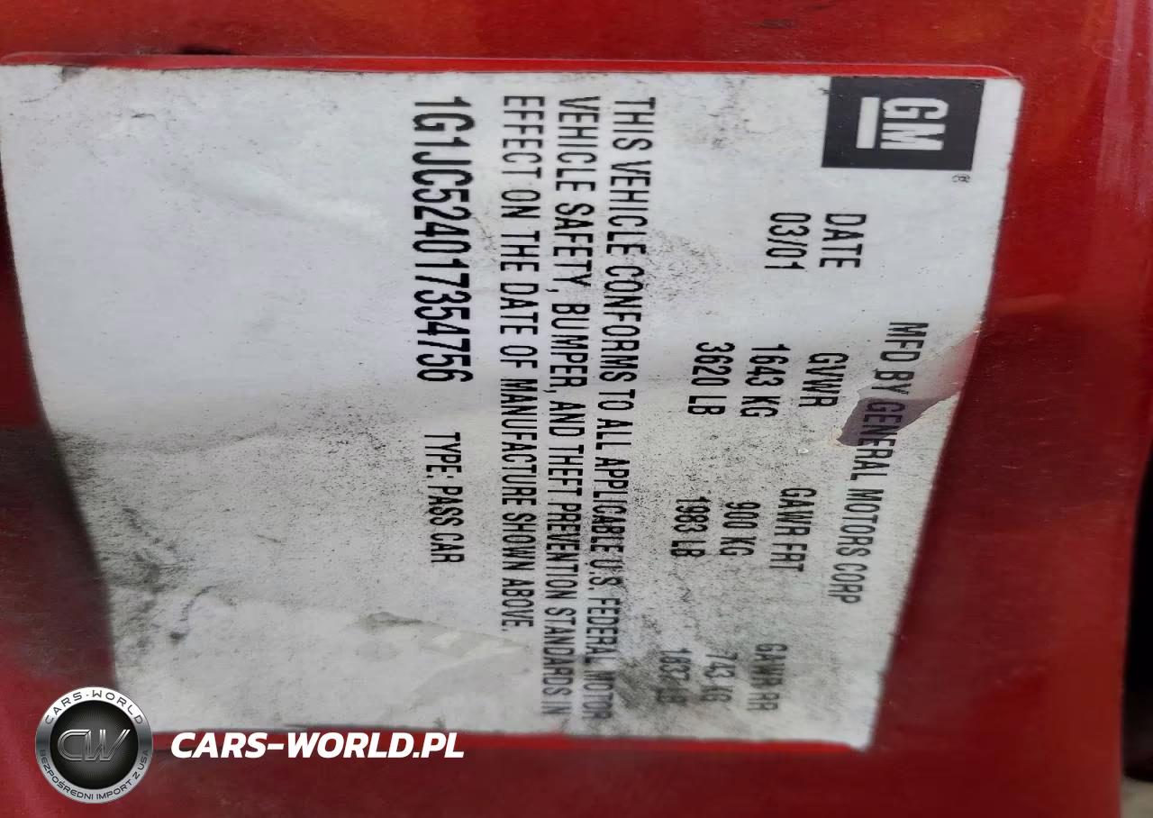 2001 Chevrolet Cavalier Base VIN:1G1JC524017354756 - 12