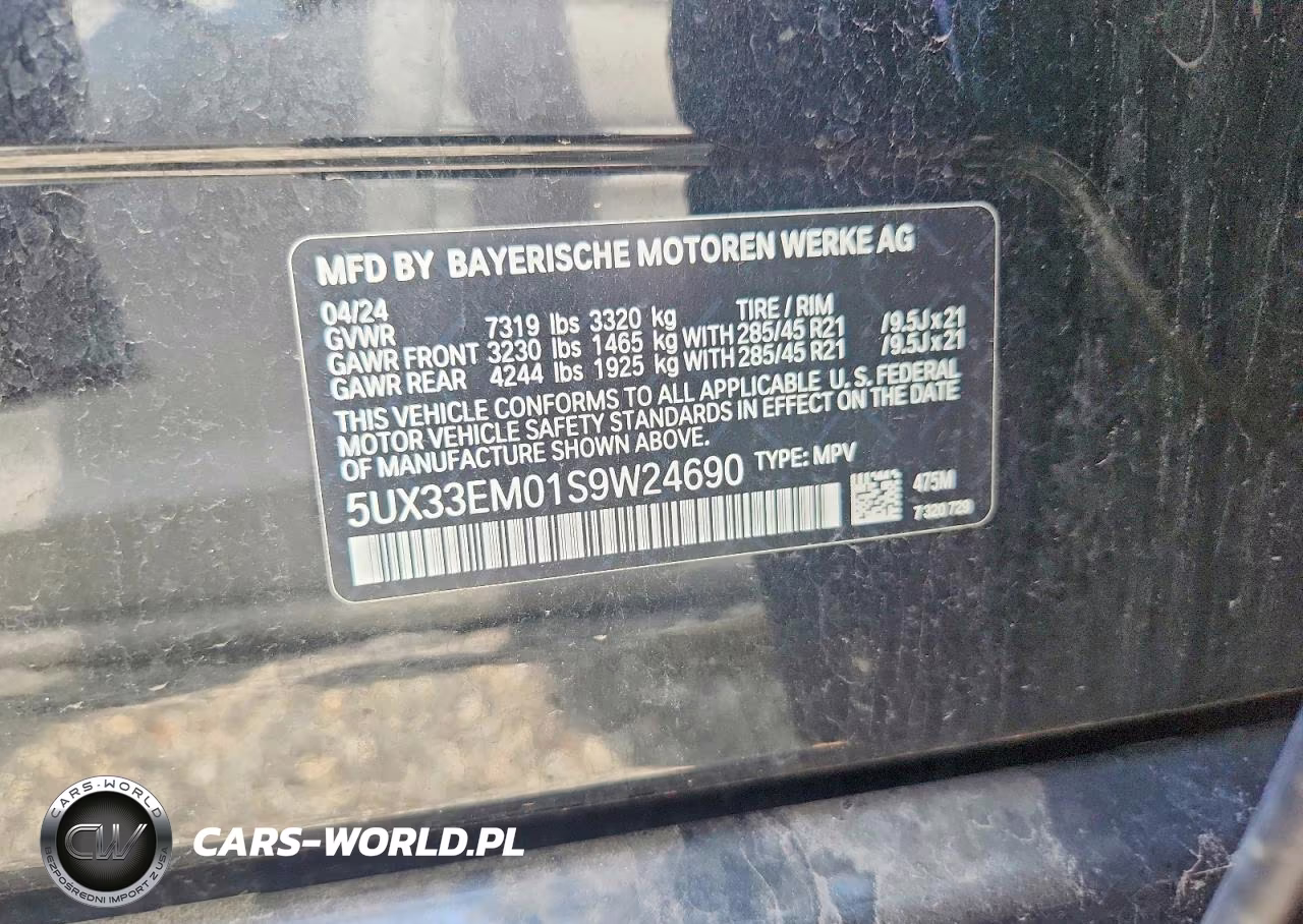 2025 BMW X7 M60I VIN:5UX33EM01S9W24690 - 12