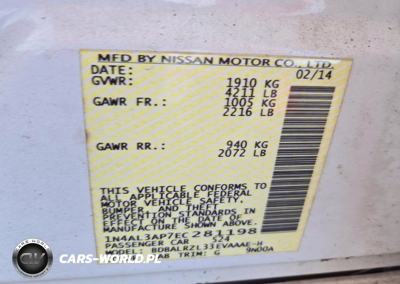 2014 Nissan Altima 2.5 S VIN:1N4AL3AP7EC281198 - 12