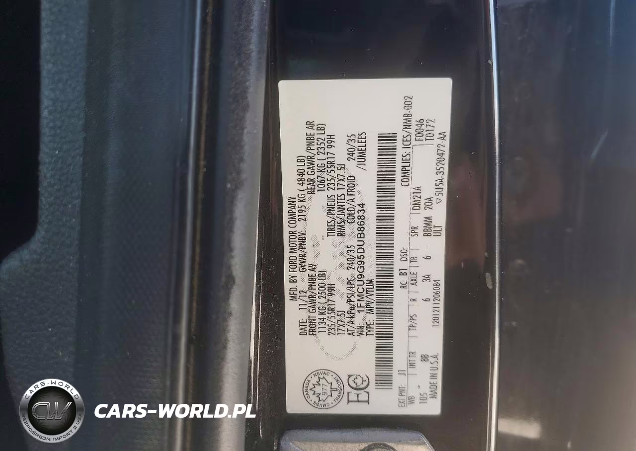 2013 Ford Escape Se VIN:1FMCU9G95DUB86834 - 13