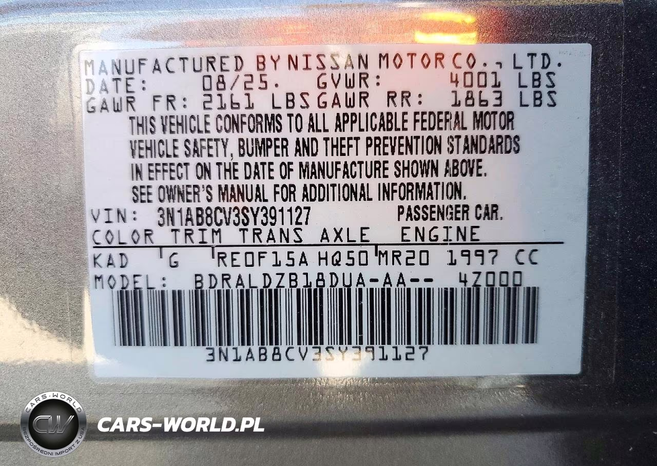 2025 Nissan Sentra Sv VIN:3N1AB8CV3SY391127 - 12