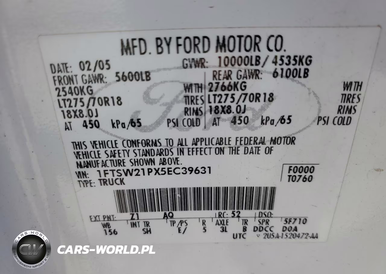 2005 Ford F250 Super Duty VIN:1FTSW21PX5EC39631 - 12