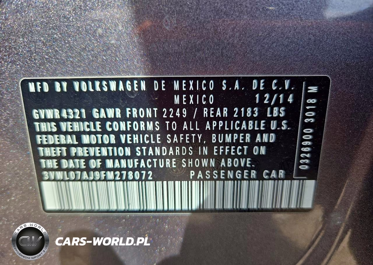 2015 Volkswagen Jetta Sel VIN:3VWL07AJ9FM278072 - 12