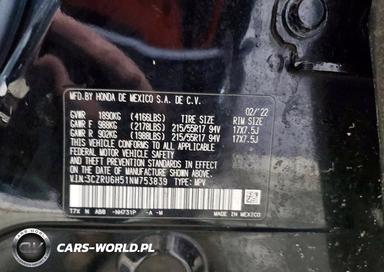 2022 Honda Hr-V Ex VIN:3CZRU6H51NM753839 - 14