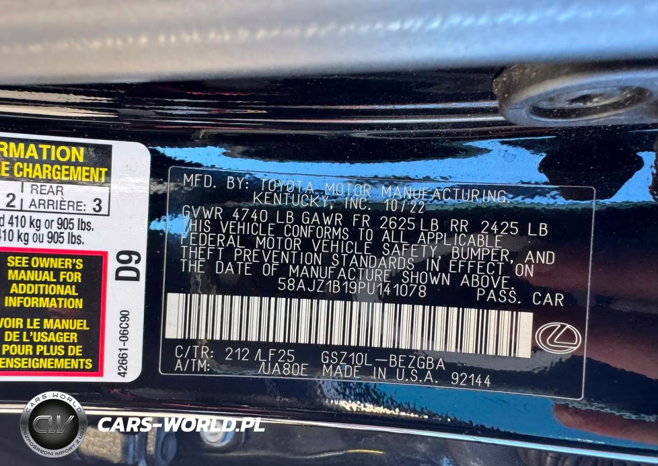 2023 Lexus Es 350 F Sport Handling VIN:58AJZ1B19PU141078 - 10